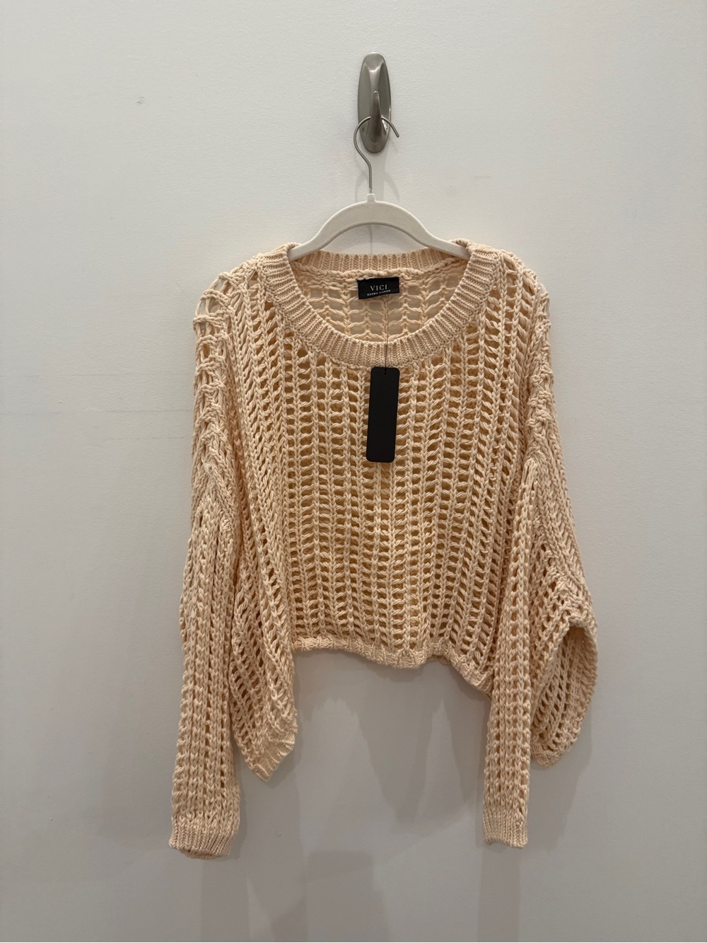 Crochet Open-Knit Beach Sweater - Cream - Picture 2 of 11